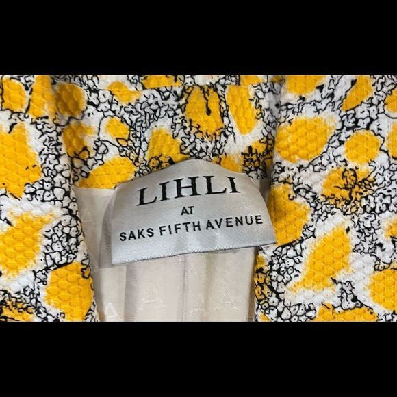 Lihli by Saks Fifth Avenue Vintage Yellow Black Short Sleeve Blazer SP - Picture 6 of 10